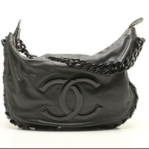 Chanel black calfskin rhodio hobo